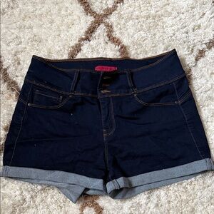 Wax Jean Dark Blue Cuffed Denim Shorts